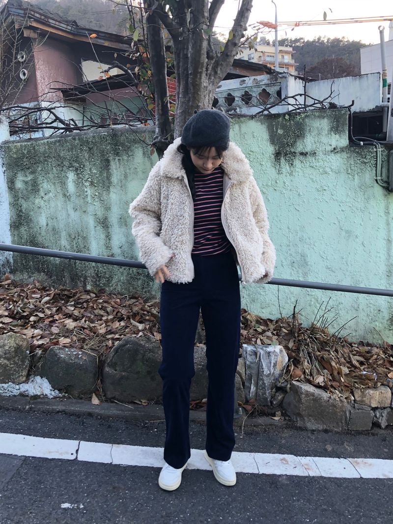 Wild fur collar jacket