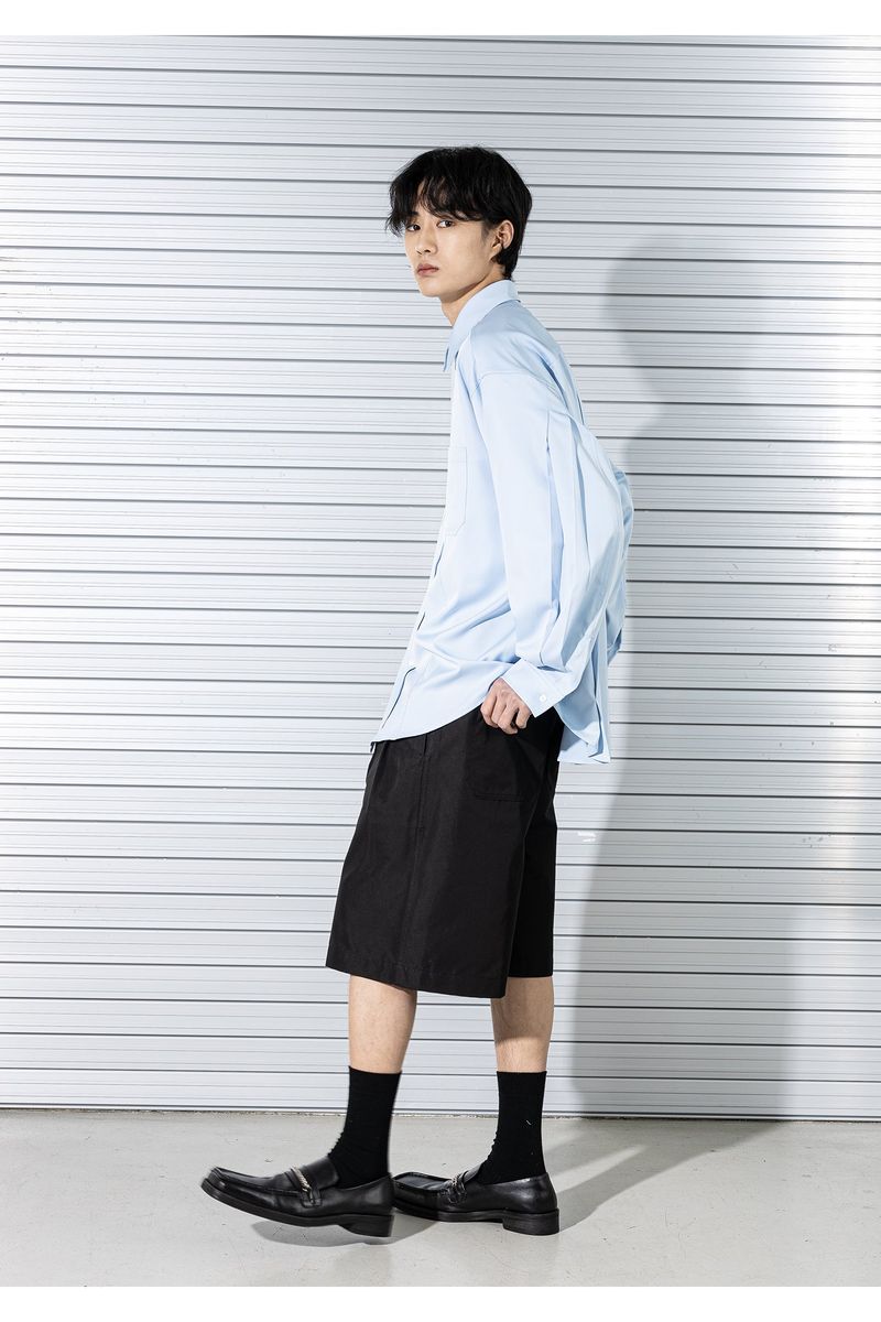 SILKY INCISON PLEATS SHIRTS