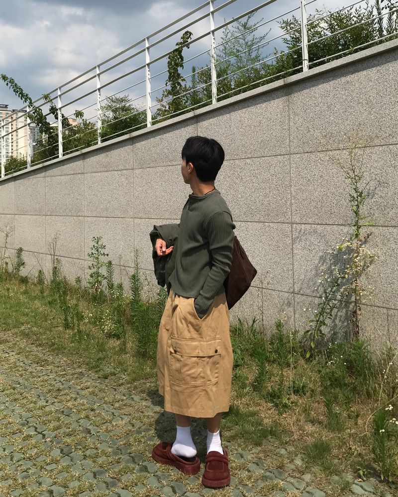 Corduroy Slim Henly Neck Long Sleeve