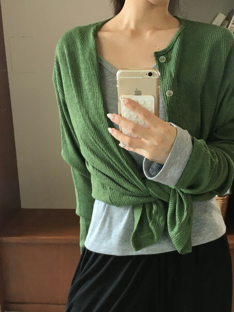 Obi linen ribbed round cardigan (4c)