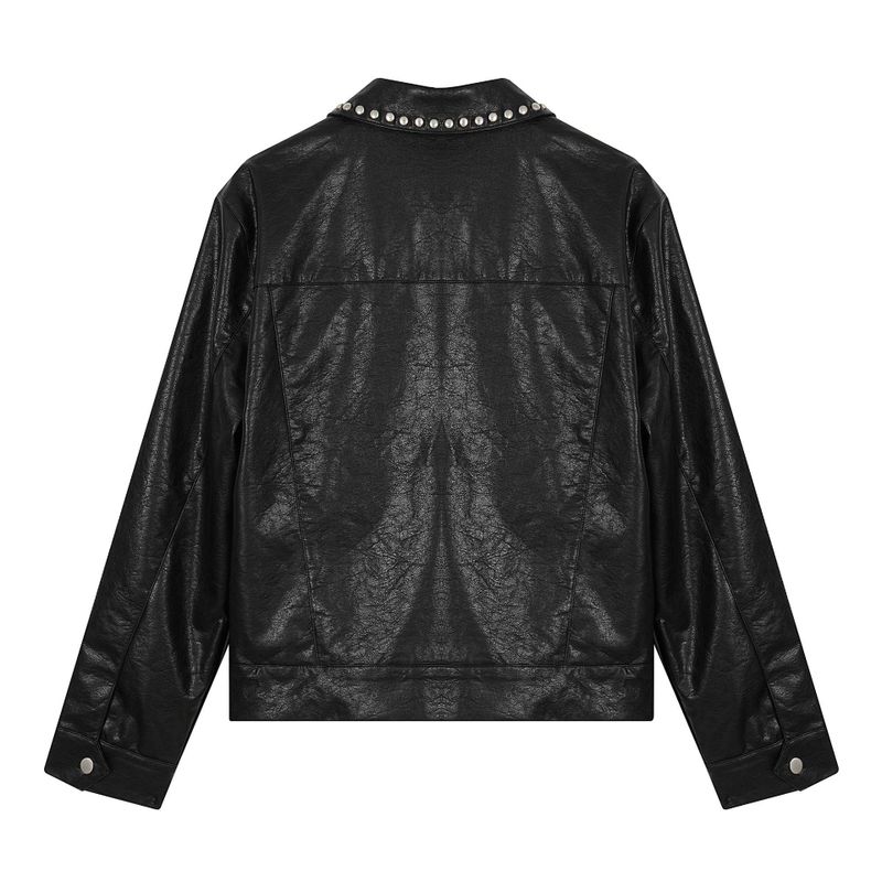 Bono Stud Leather Short Jacket
