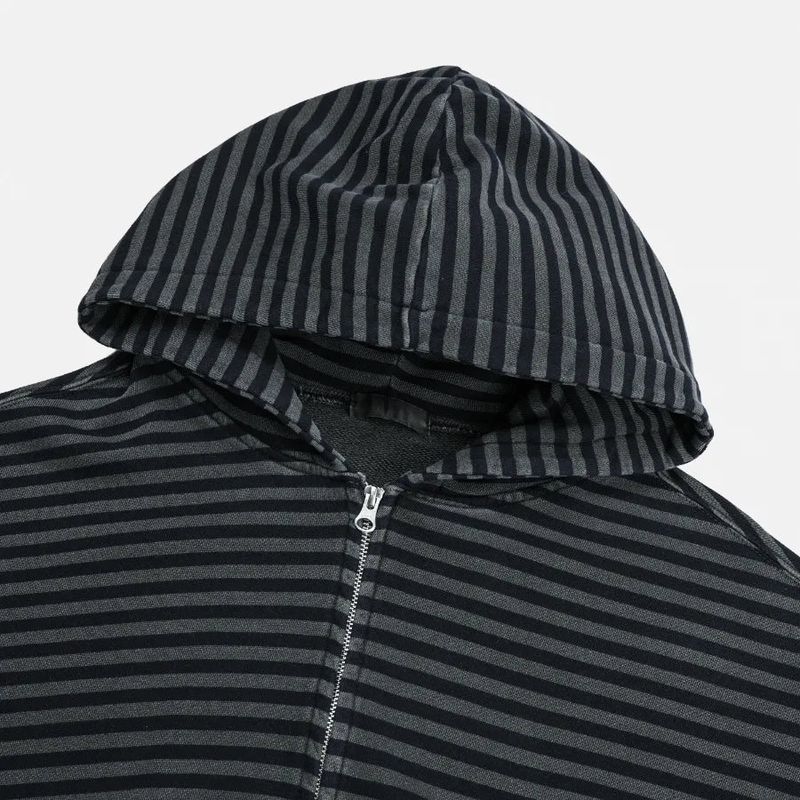  stripe washing hood zip-up