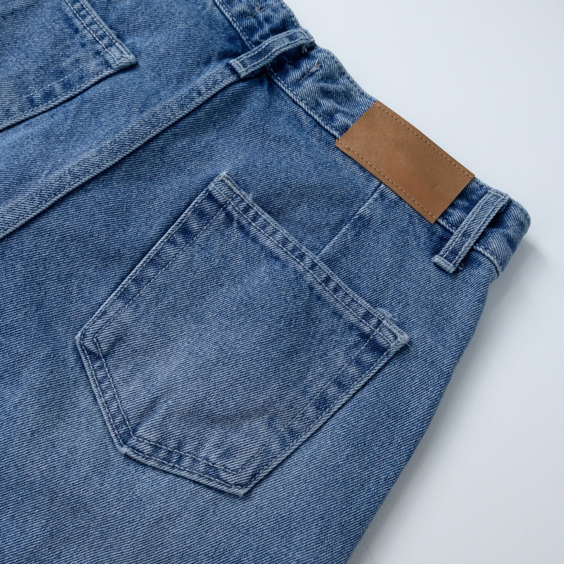 denim frill bermuda pants