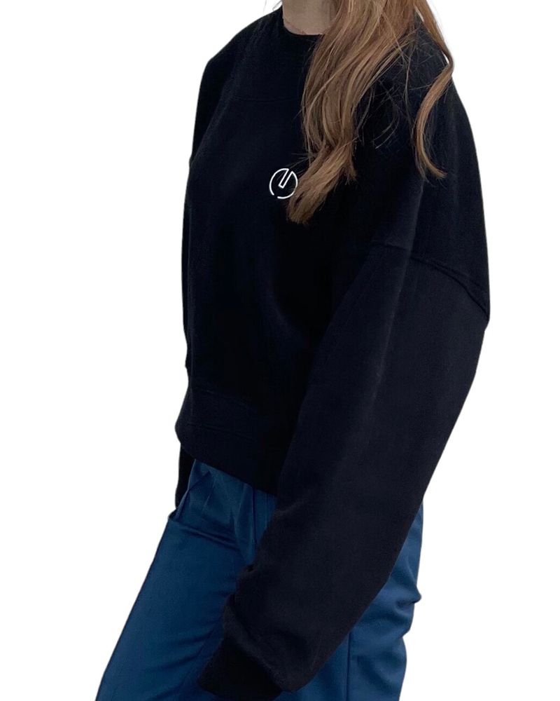 プリントクロップドスウェット/Print Cropped Sweat-BLACK