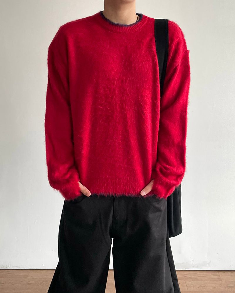 Moss Hairy Contrast Knit