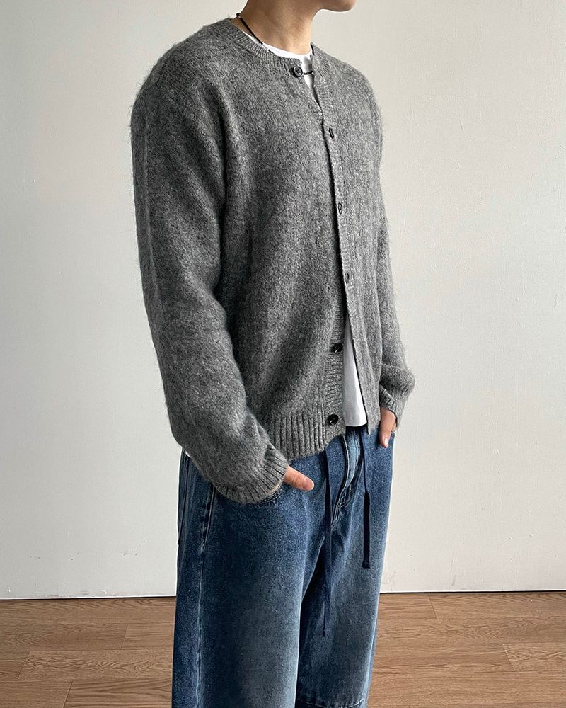Hairy Wool crop Knit Cardigan
