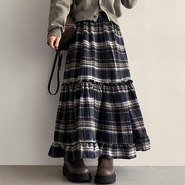 hijjoo（ハイチュー）の「Miel frill Cancan checkered long skirt（Skirts）」