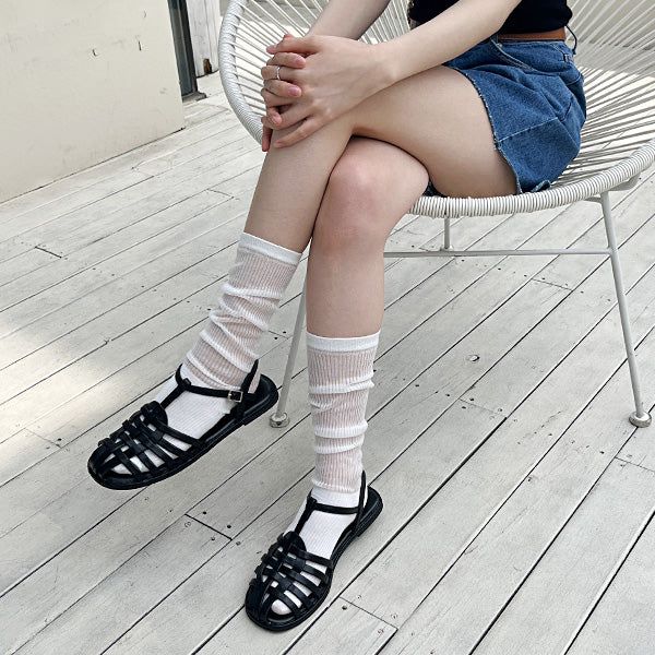 Wrinkled knee socks stocking socks (23T185)