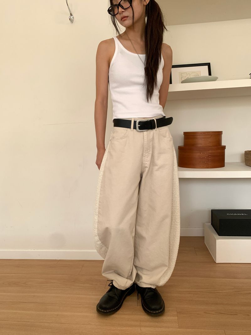 TWILL MIX CURVED PANTS (2C)
