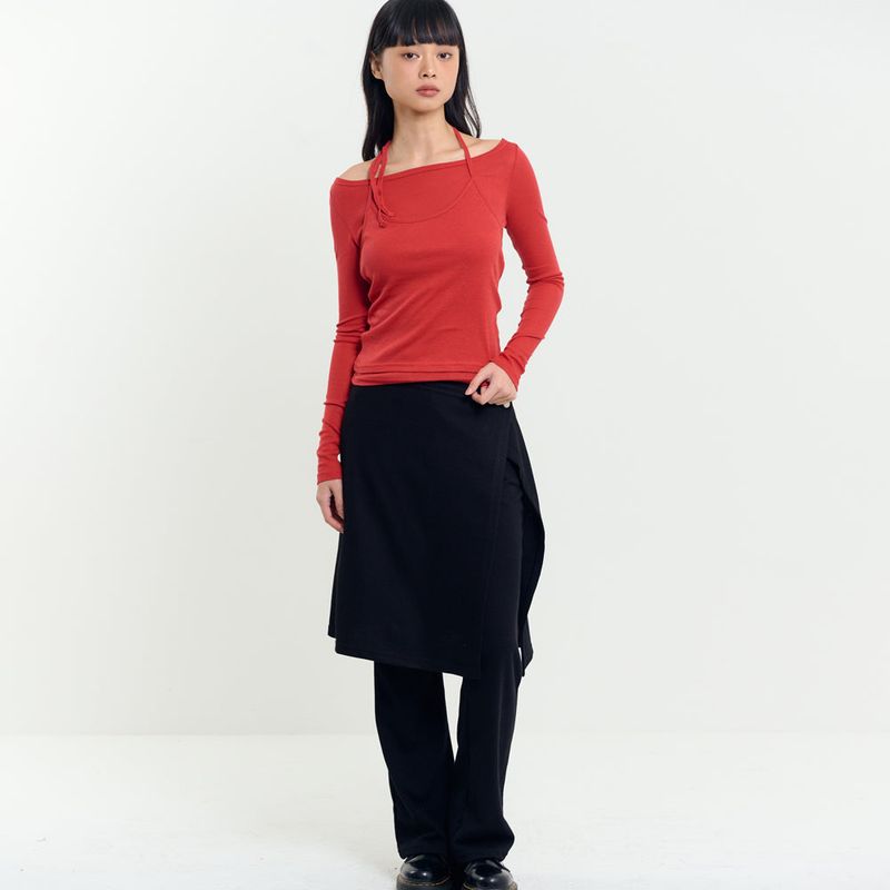 Wrap Skirt Pants Black