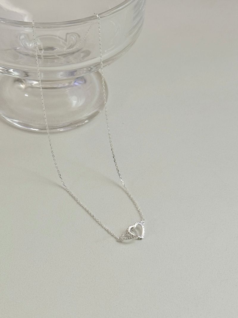 [silver 925] double heart necklace