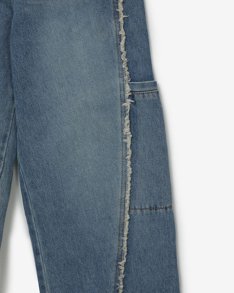 Diagonal fringe denim [ midium blue ]