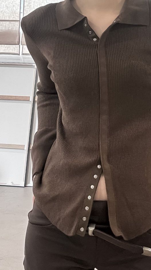 Snap cuffs collar knit