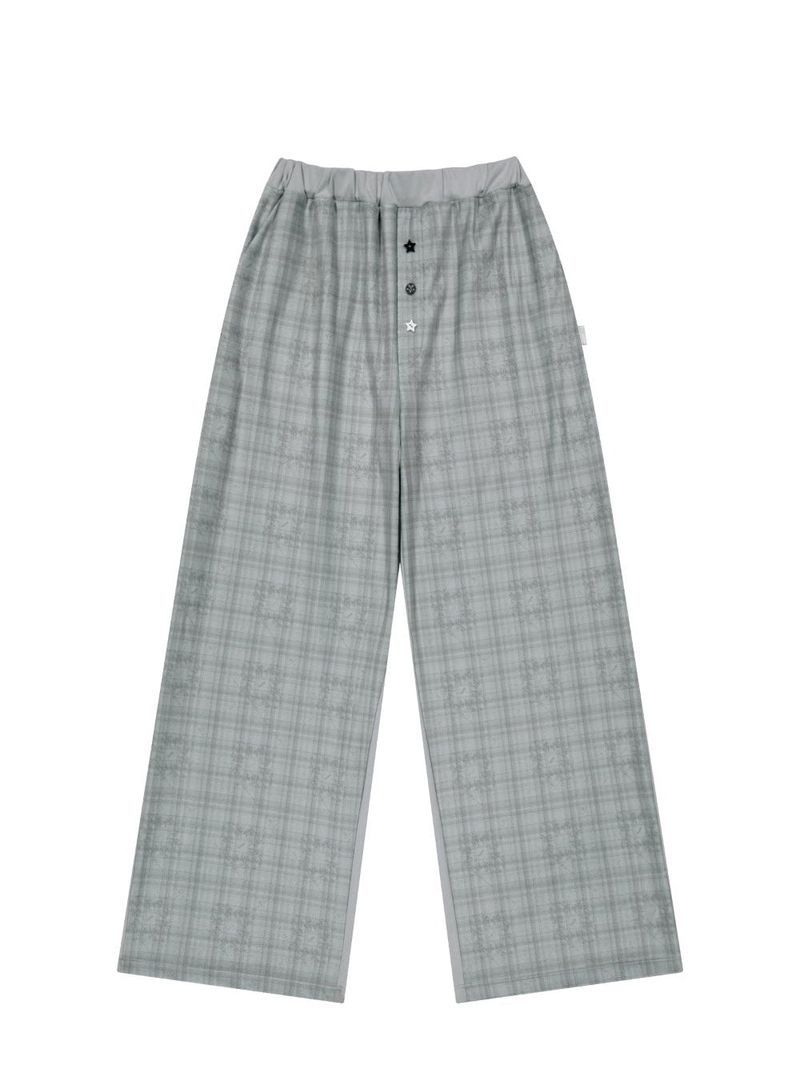 Check Sleep Jersey Pants / Grey