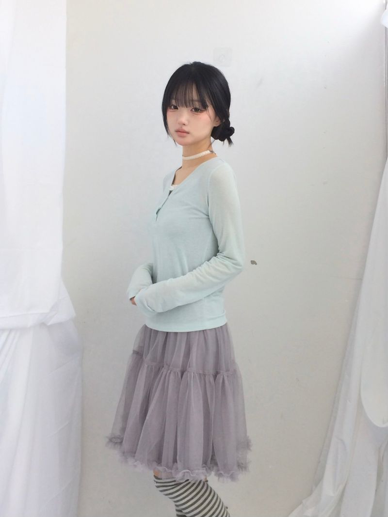 soft shirring frill skirt