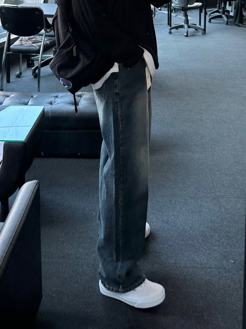 ドローダークブルーデニムパンツ