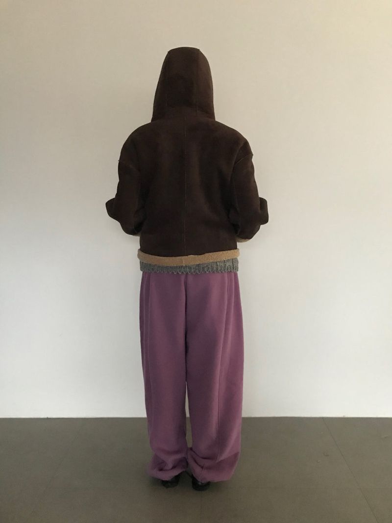 Femme Duffle Hooded Faux Shearling Jacket (2color)