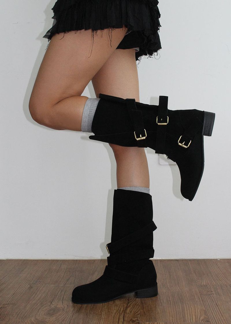 SUEDE BELT MIDDLE BOOTS