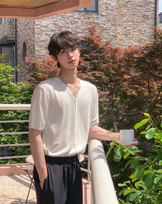 2PLAN（ツープラン）の「Soved Linen V-neck Short Sleeve Cardigan（Tops）」