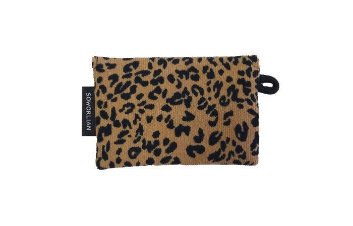 Simple Card wallet _Leopard Corduroy Camel