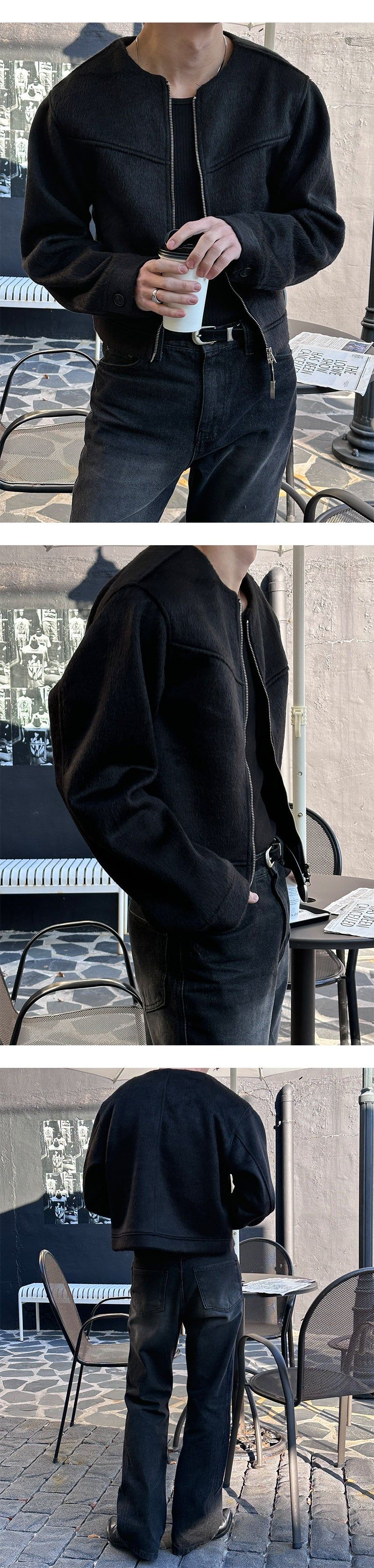 [F/W] Wool roundneck crop jacket(2color)