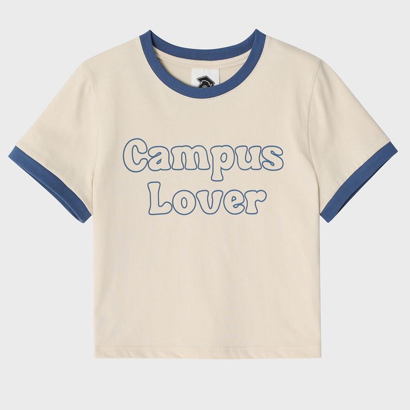 CONCEPT COLLEGE（コンセプトカレッジ）の「Campus Lover Cream Crop Short-Sleeved Ringer T-Shirt [For Women]（Tops）」