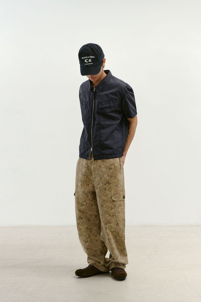 Vintage Washed Flap Pockets Work Shacket (Washed Charcoal)