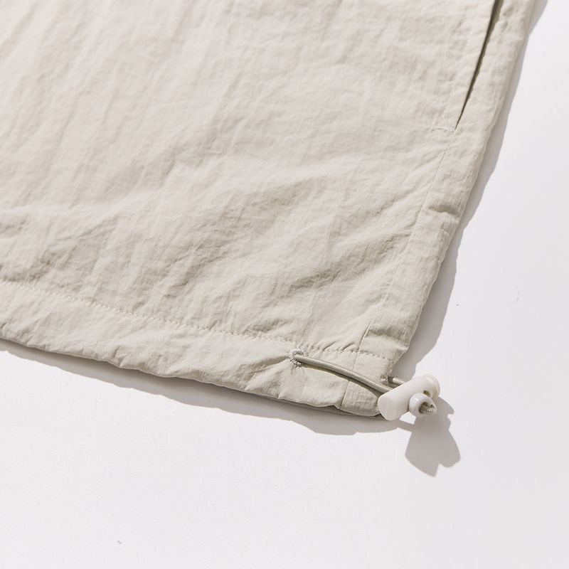 Nylon Zip Pocket Round Shirt - WHITE
