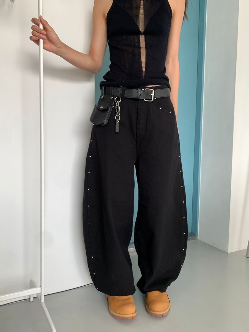 STUD BALLOON WIDE PANTS (2C)