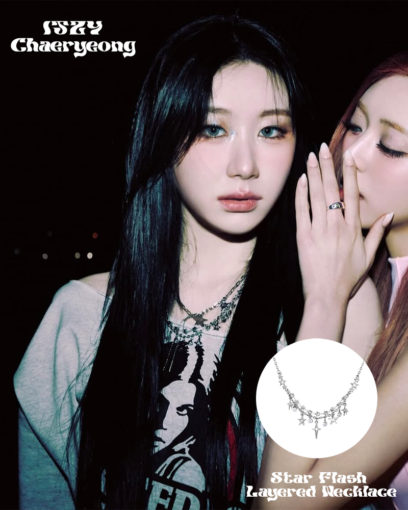 [IVE Rey, ITZY Chaeryeong Pick!](S.Steel) Star Flash Layered Necklace