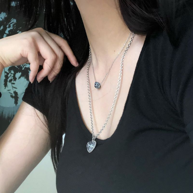 Gray marble heart necklace