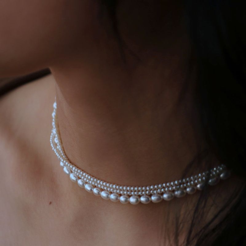 14K GOLD-FILLED RICE PEARL NECKLACE