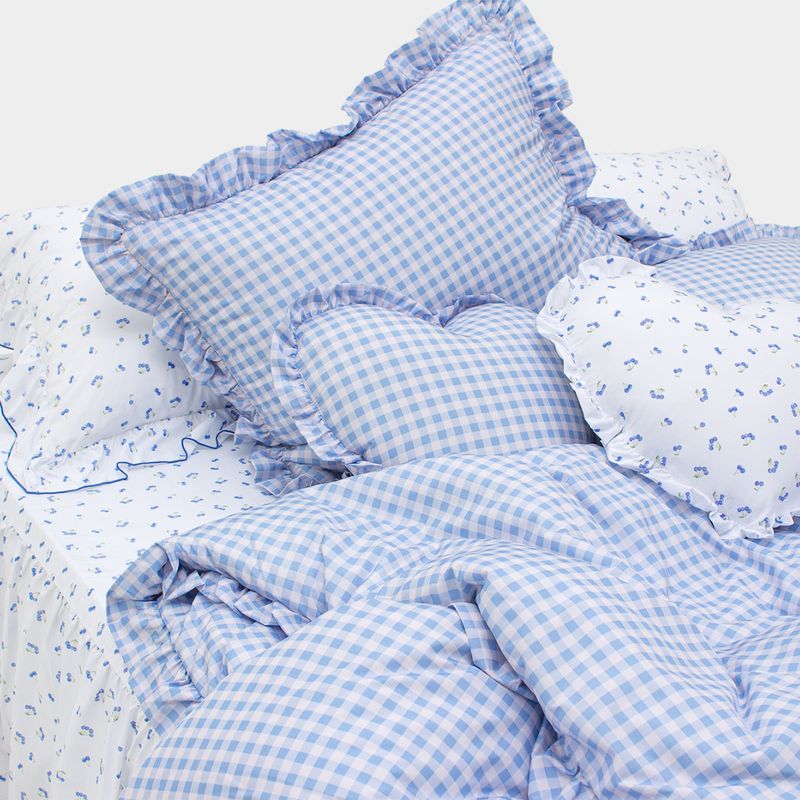 Dust-Free Gingham Check Frill Pillowcase
