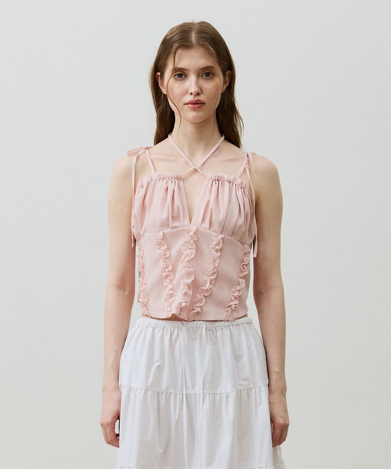 REVE CORSET SMOCKED TOP / PINK