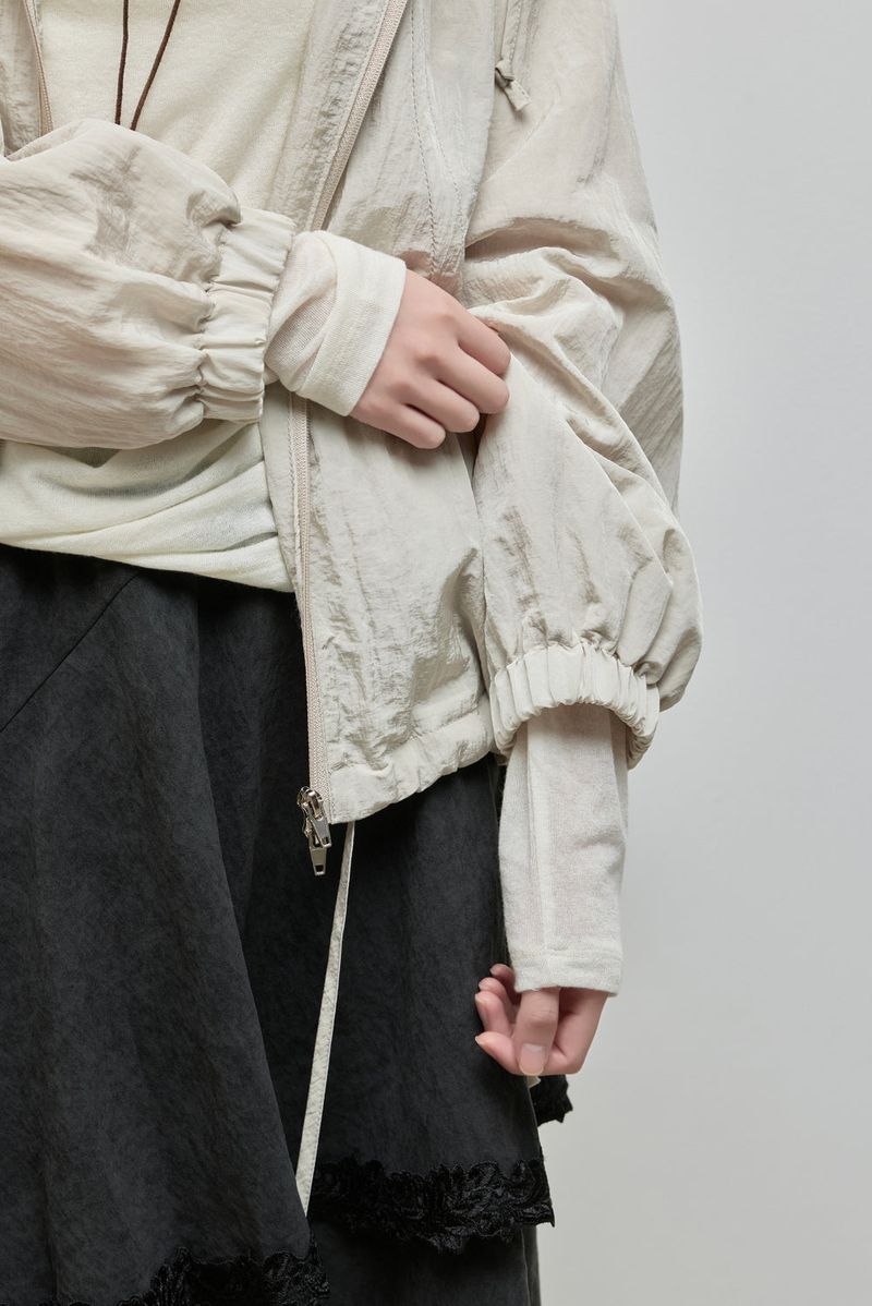 String Hoodie Windbreaker_Beige