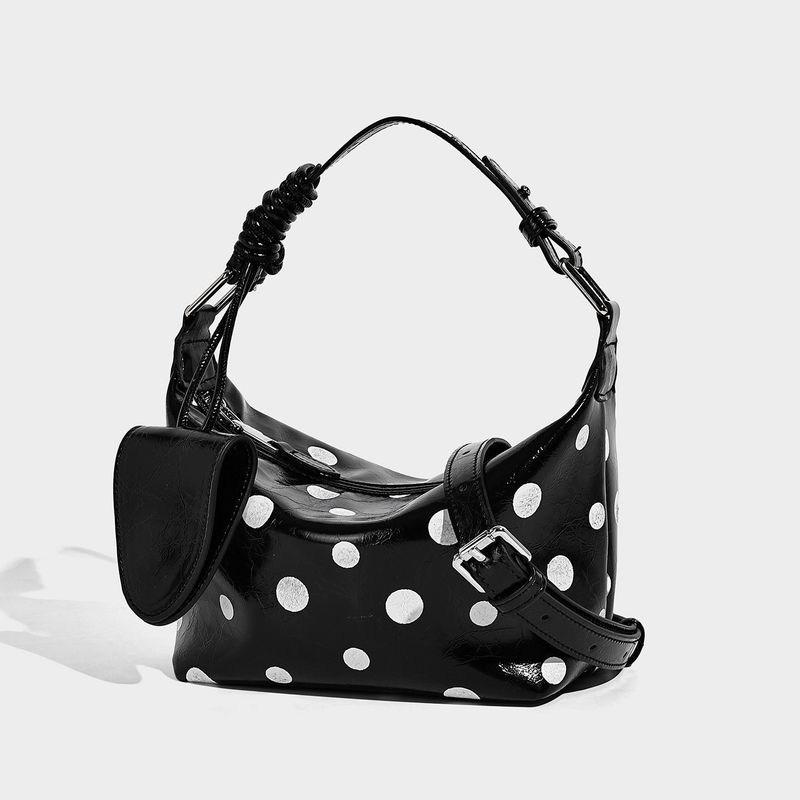 Dotcore Polka Dot Glossy Leather Baguette Bag