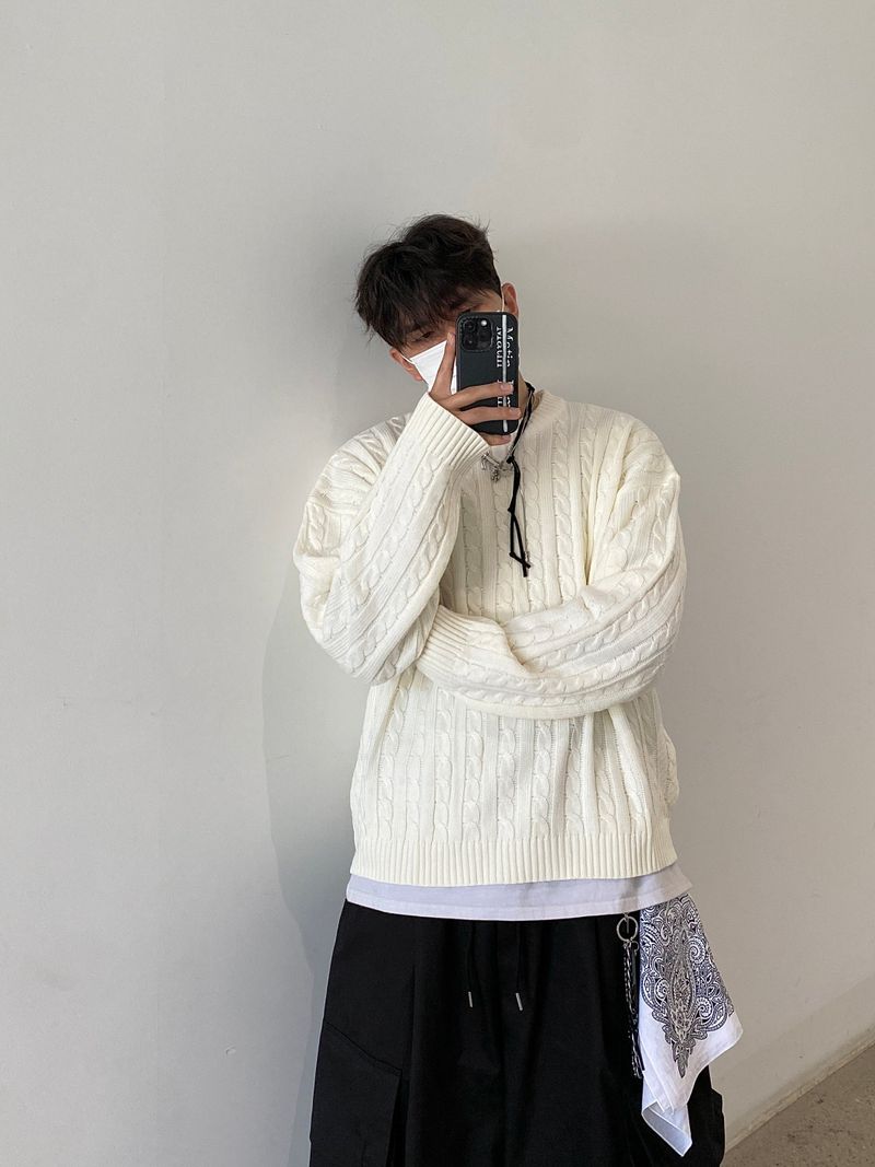 Cropped Twisted Round Knitwear (5color)