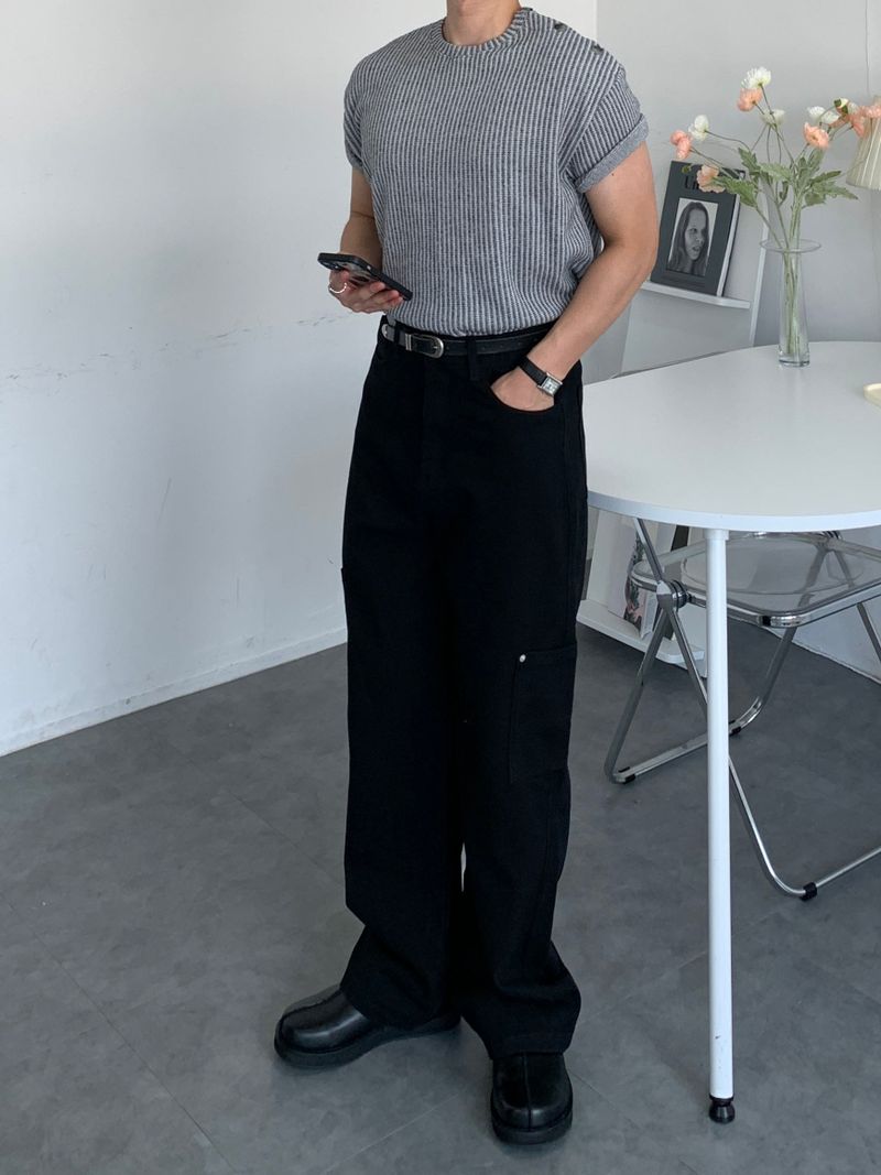 レイヤード コットン ポケット パンツ
