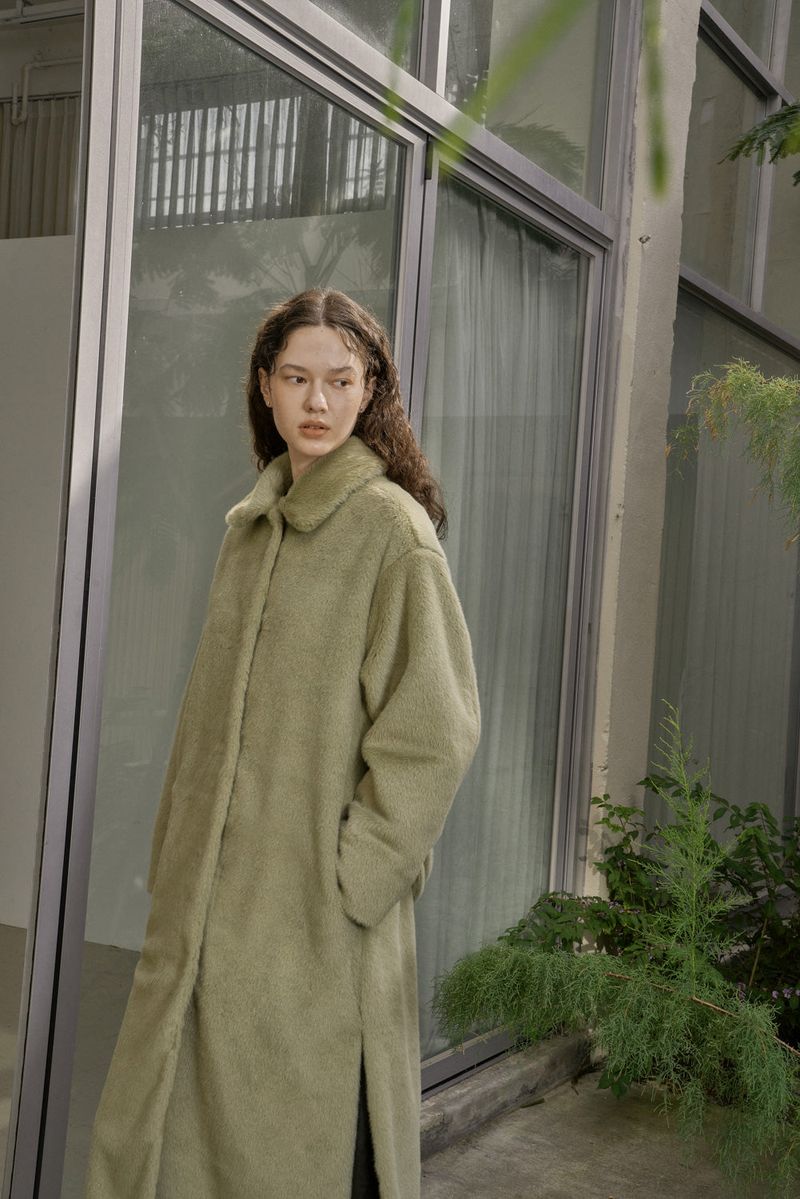 FAKE FUR LONG COAT_GREEN TEA