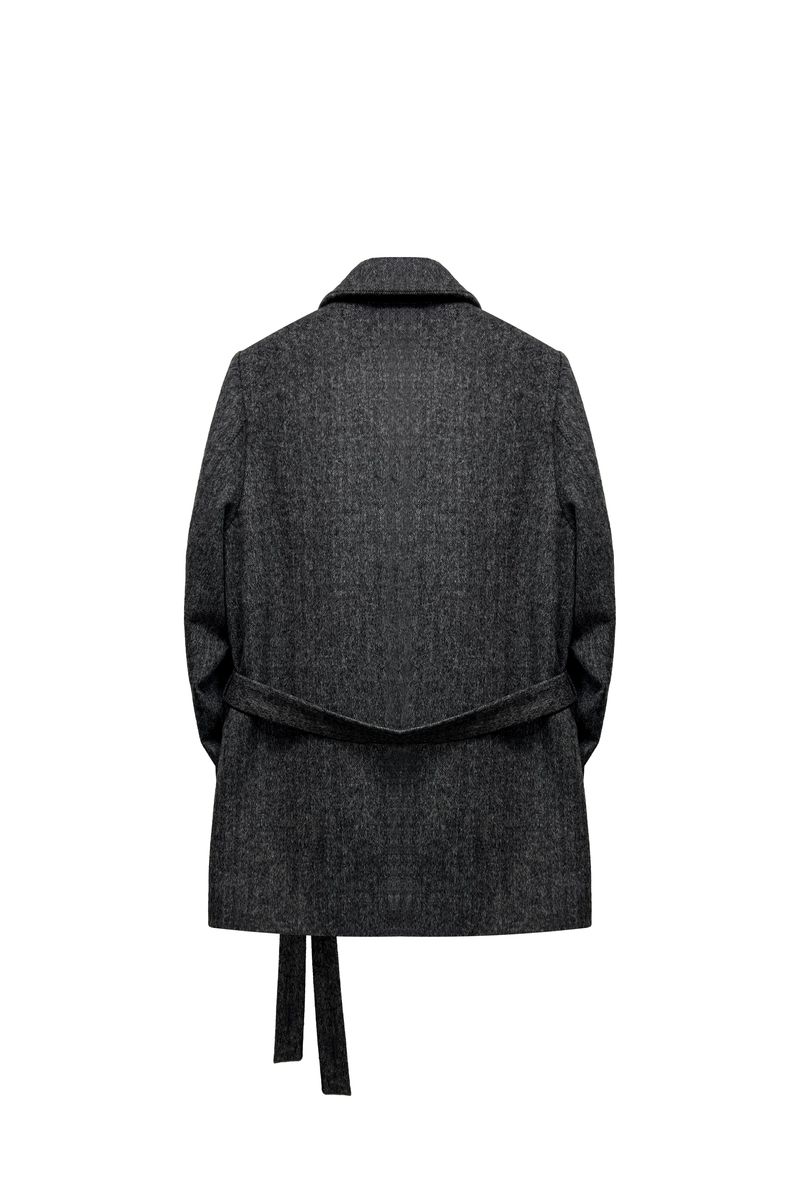 CLASSY HERRINGBONE WOOL JACKET / CHARCOAL