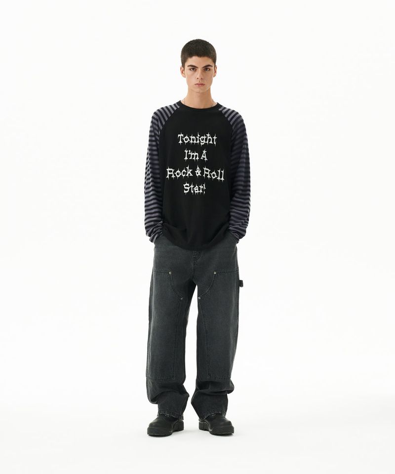 ROCK STAR RAGLAN STRIPE LS TEE