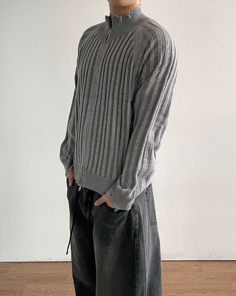 Frame Damage Knit Zip-up