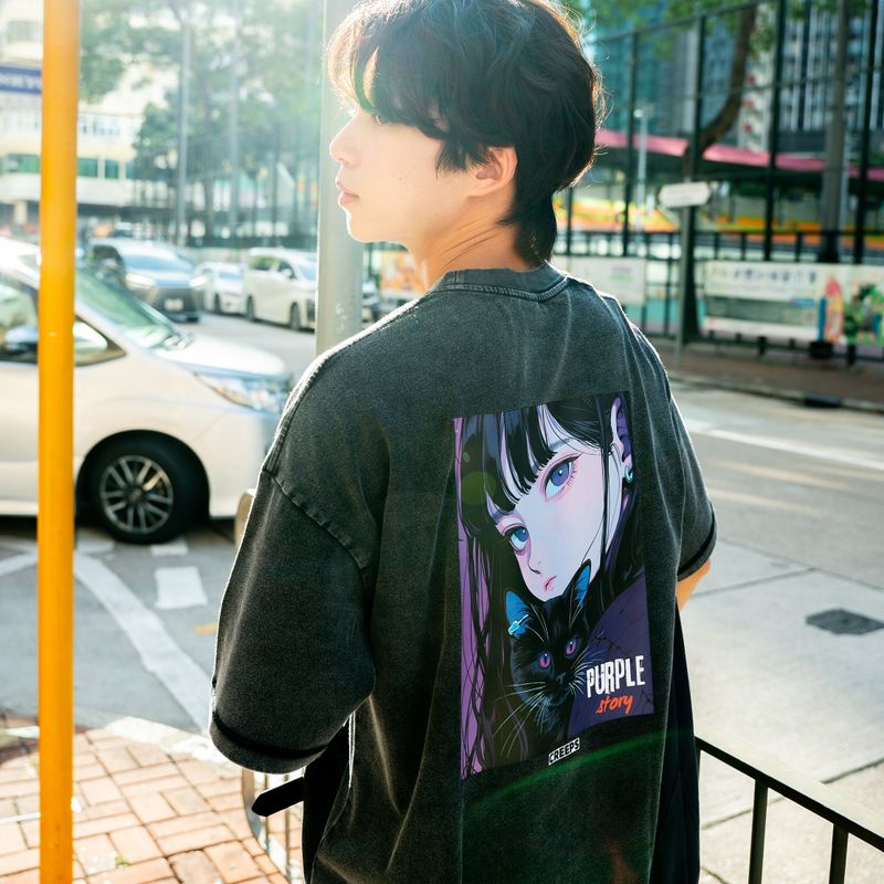 Creeps Apparel（クリープス・アパレル ）の「Purple Story　オーバーサイズヘビーウェイトウォッシュドプリントT（トップス）」