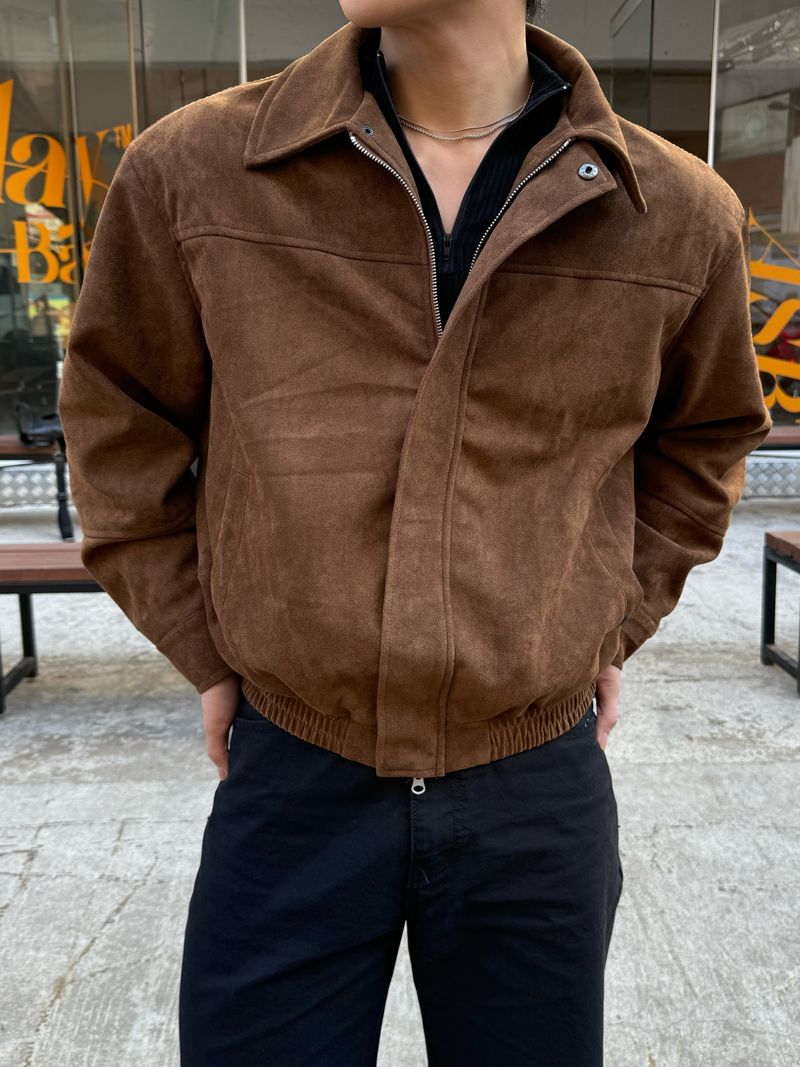 Brandt incision suede cropped jacket