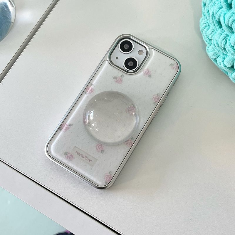 [MADE][Glass Silver Bumper Case]  Rose Stitch Knit Case