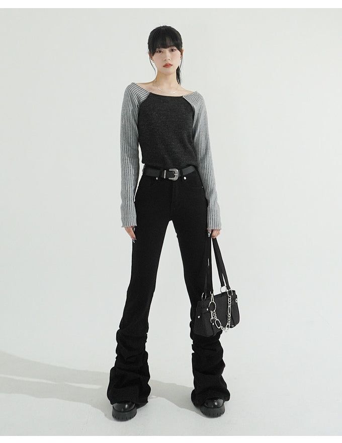 Wrinkle Slim Spandex Boots-cut Pants