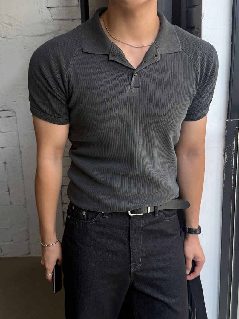 Mon pigment ribbed polo shirt