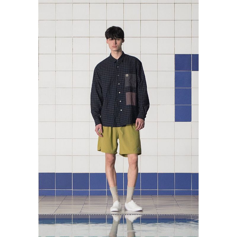 POCKET GINGHAM CHECK SHIRT / NAVY