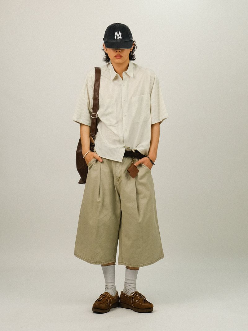 PU Stripe Crop Half Shirts