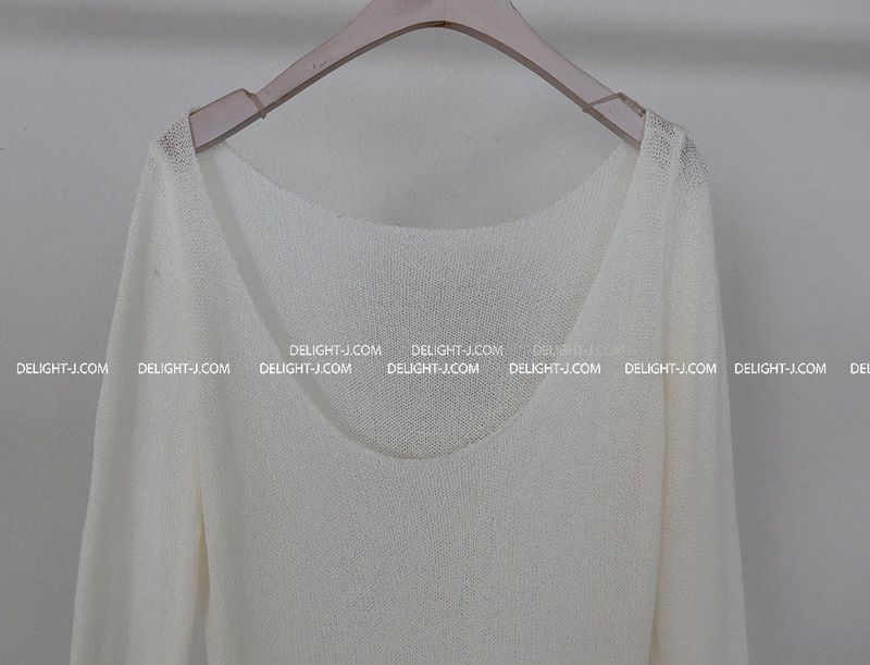 damage net see-through long knitwear